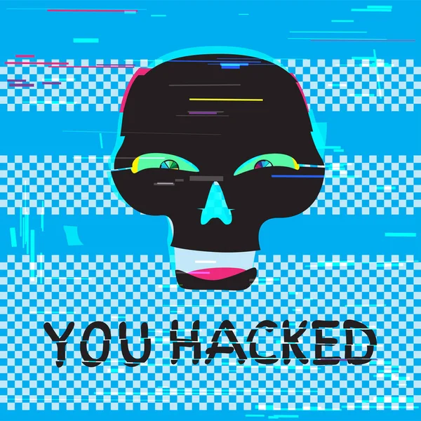 Αστεία κρανίο και κείμενο hacked — Διανυσματικό Αρχείο