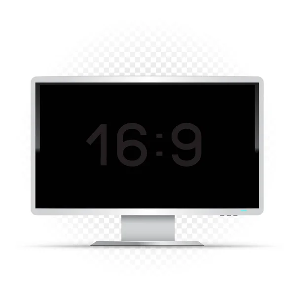 White Computer Monitor Transparent Background Wide Screen Modern Electronic Device — Stock Vector