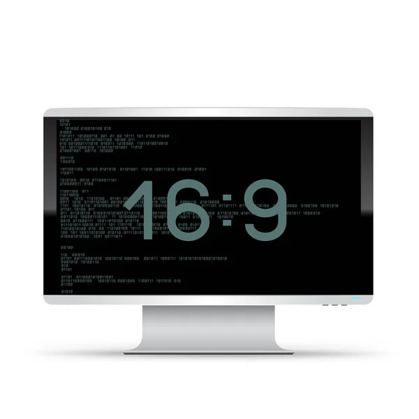 Monitor Computador Fundo Branco Dispositivo Eletrônico Moderno Tela Larga Modelo — Vetor de Stock