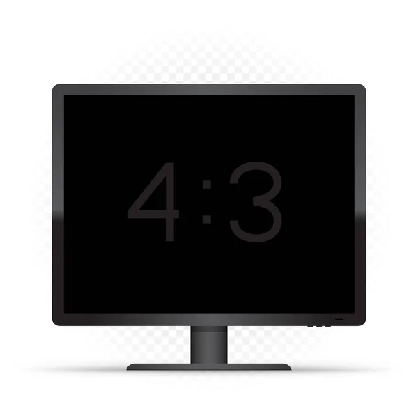 黑色4到3计算机显示器的白色背景 现代电子设备屏幕 空黑色 桌面模板 — 图库矢量图片