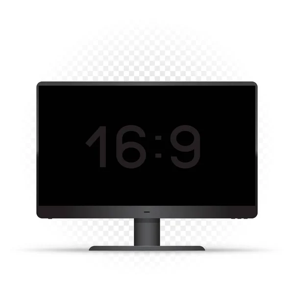 Monitor Computador Preto Fundo Transparente Dispositivo Eletrônico Moderno Tela Larga — Vetor de Stock