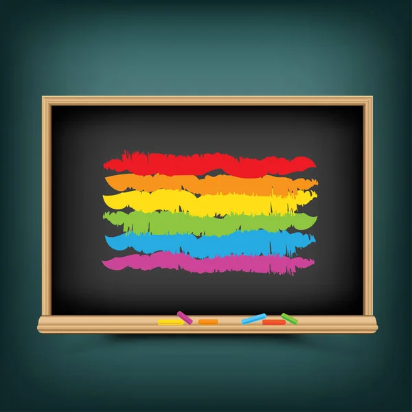 Bandera arco iris LGBT en el fondo de la escuela — Archivo Imágenes Vectoriales