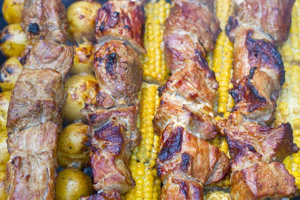 Kött majs potatis grill — Stockfoto