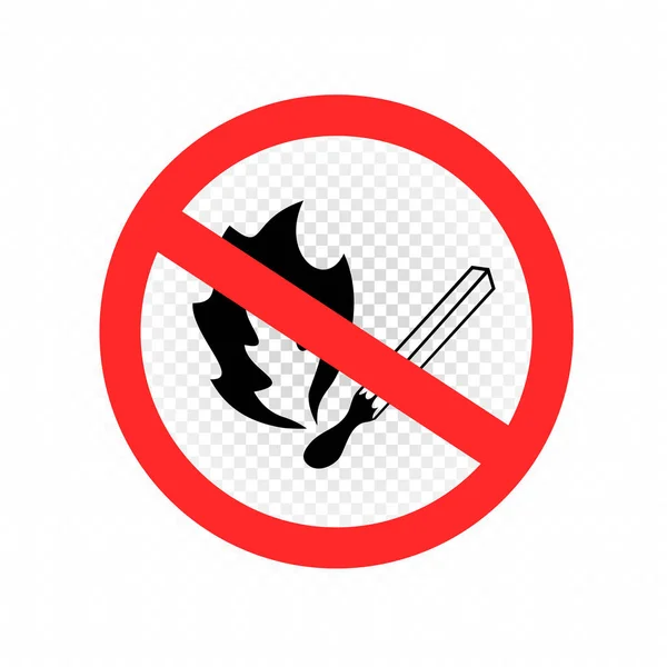 No hacer signo de fuego icono transparente — Vector de stock