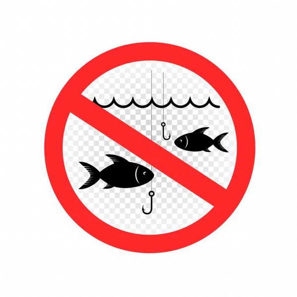 Vissen Verboden Teken Pictogram Witte Transparante Achtergrond Geen Vissymbool — Stockvector