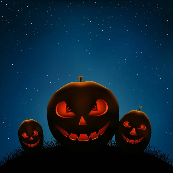 Halloween pumpkins night — Stock Vector