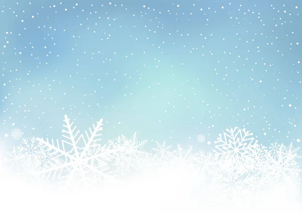 Invierno cielo azul fondo con nieve — Vector de stock