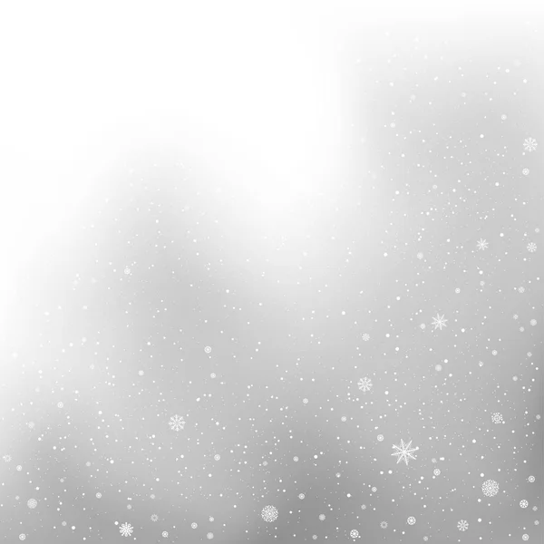 云彩背景下的冬季降雪 灰色背景下的圣诞雪 严寒的严寒冬季雪花 冰型图案 — 图库矢量图片