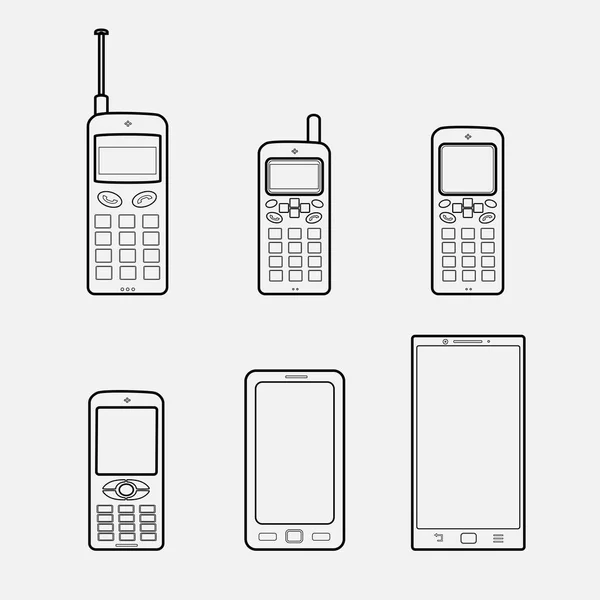 Telefone celular para a evolução do smartphone — Vetor de Stock