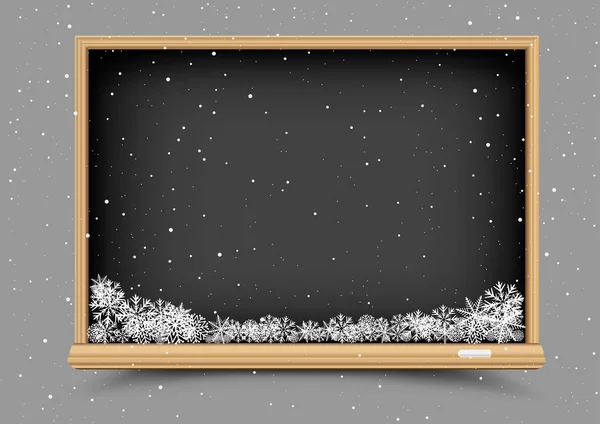 Blackboard och vinter snö — Stock vektor