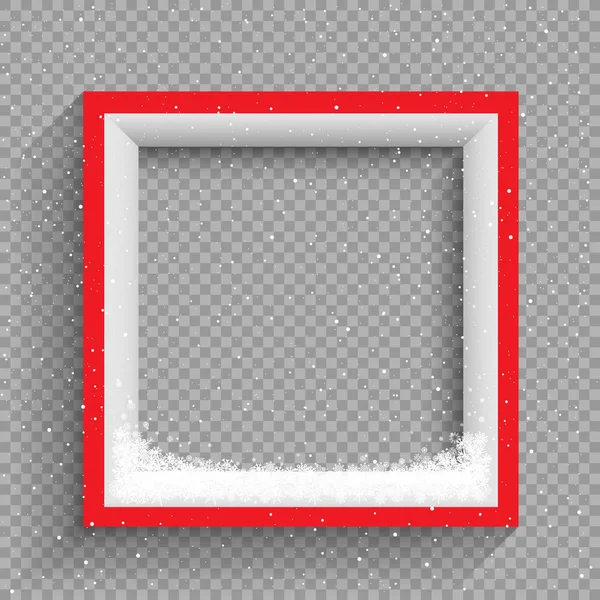 Nevadas sobre marco rojo y blanco — Vector de stock