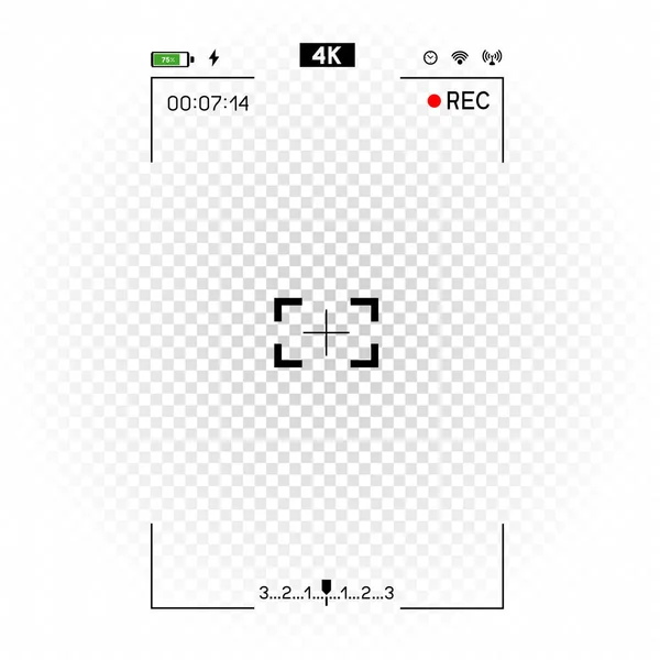 Die Vertikale Suchervorlage Der Kamera Videobild Mit Auflösung Auf Weißem — Stockvektor