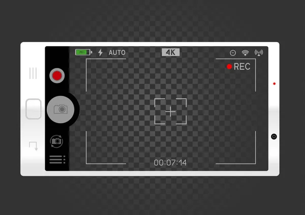 Modelo Visor Câmera Smartphone Branco Telefone Resolução Vídeo Quadro Rec —  Vetores de Stock
