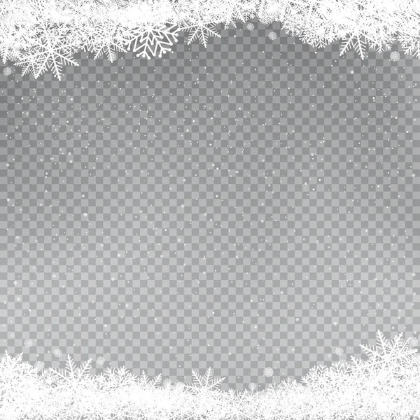 Copos de nieve caída plantilla de marco — Vector de stock