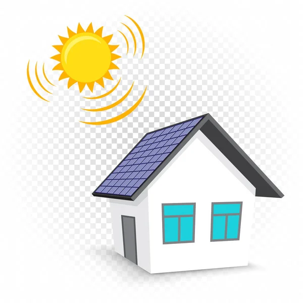Simple house with solar roof — Stock Vector