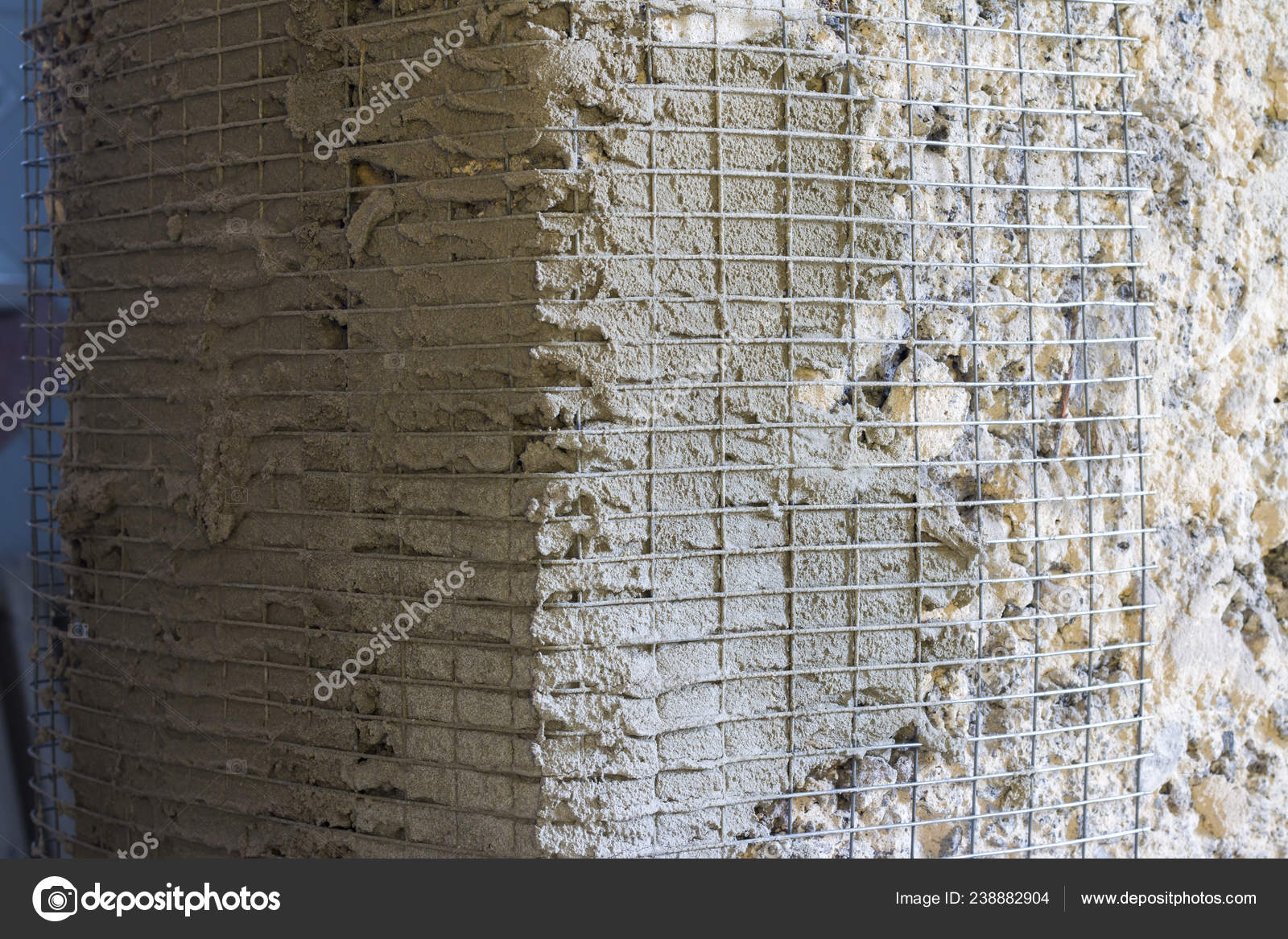 Reinforcement Wall Corner Building Repair Architecture Lattice Base Reinforcement Wall Corner Building Repair Architecture Lattice Base Construction Stock Photo