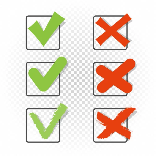 Stemmen Vierkante Checkbox Teken Symbool Instellen Sjabloon Groen Vinkje Teek — Stockvector