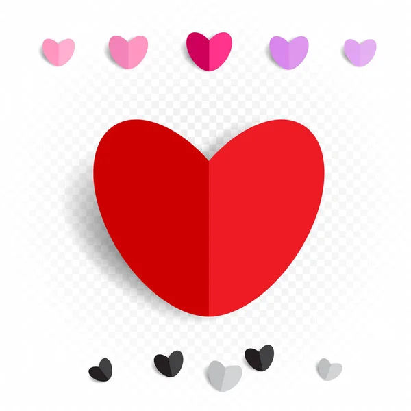 Papel amor corazón decoración conjunto — Vector de stock