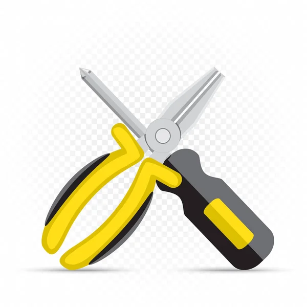 Pliers and screwdriver repair icon — Stock Vector