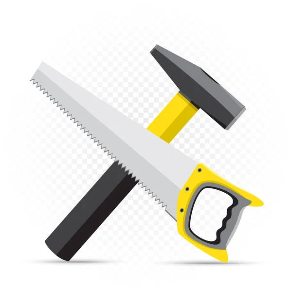 Icona di riparazione sega e martello — Vettoriale Stock