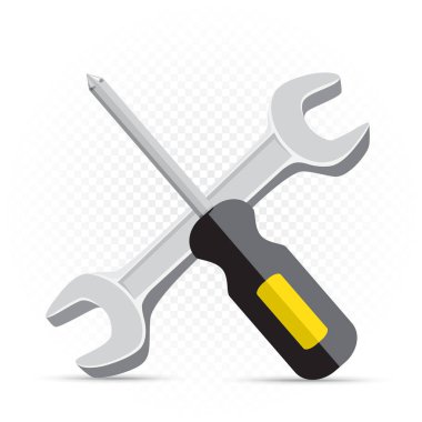 tornavida ve anahtar tamir simgesi