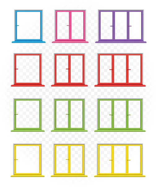 Mehrfarbige Fenstervorlagen gesetzt — Stockvektor