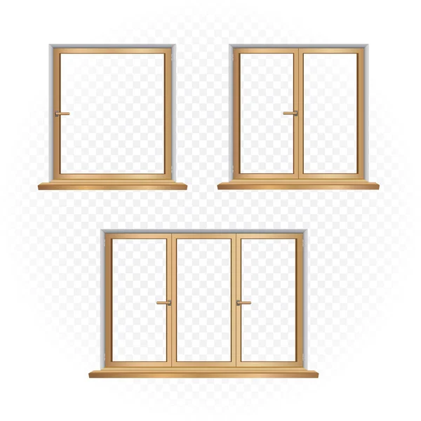 Conjunto de modelo de janelas de madeira — Vetor de Stock