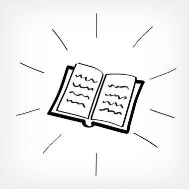açık kitap beyaz arka plan çizim