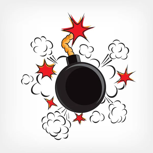 Illustration zur Explosion einer schwarzen Bombe — Stockvektor