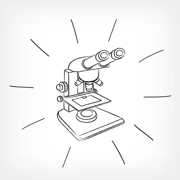 Drawing microscope white background — Stock Vector