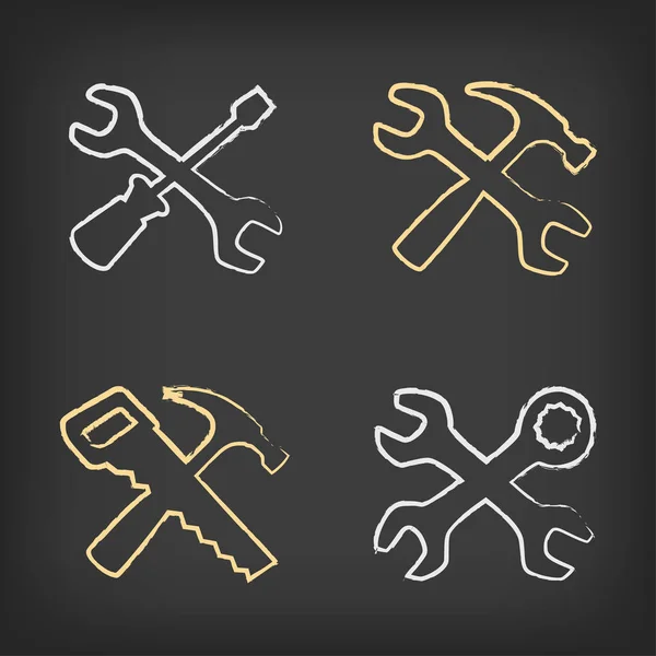 Symbolset für gezeichnete Werkzeuge — Stockvektor
