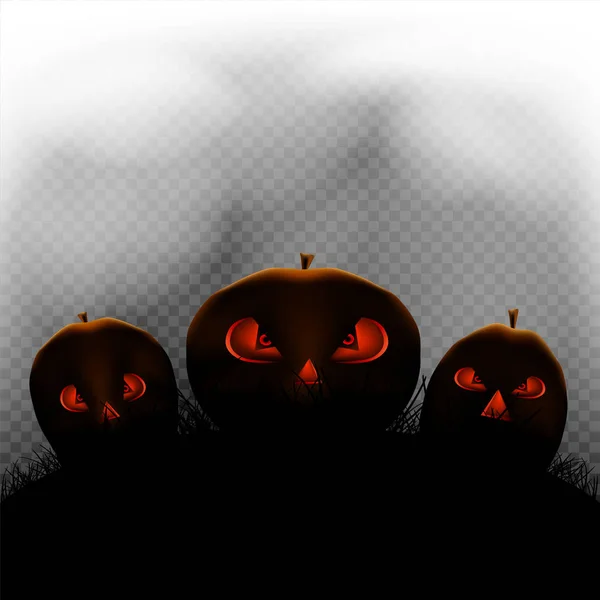 Calabazas de Halloween en la oscuridad transparente — Archivo Imágenes Vectoriales