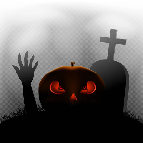 Halloween abóbora zumbi mão sepultura — Vetor de Stock