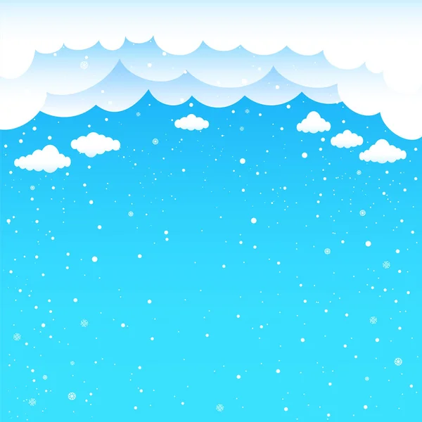 Мультяшні небесні хмари і падаючий маленький сніг — стоковий вектор
