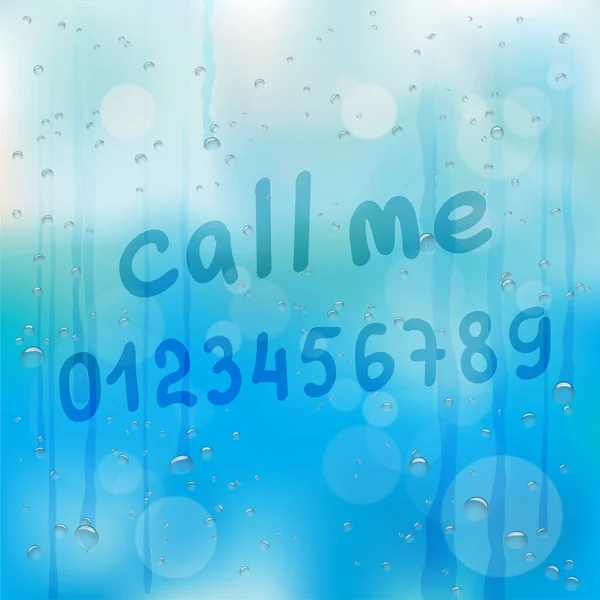 Call me text and numbers template on glass — Stock Vector