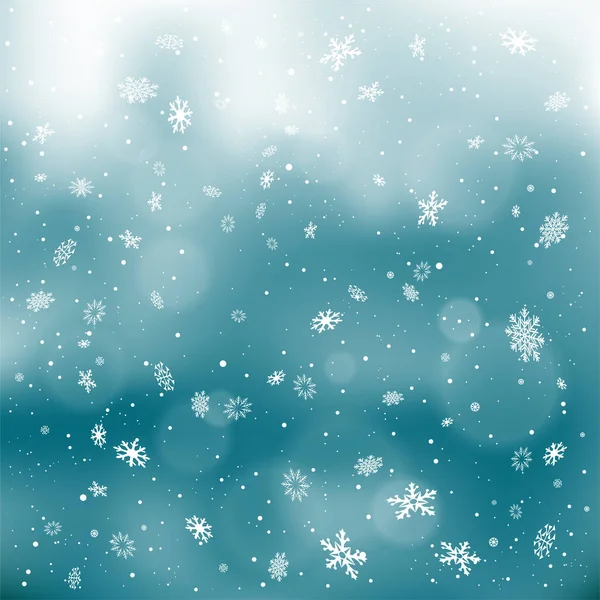 Nahaufnahme Schneefall vor dunklem Himmel — Stockvektor