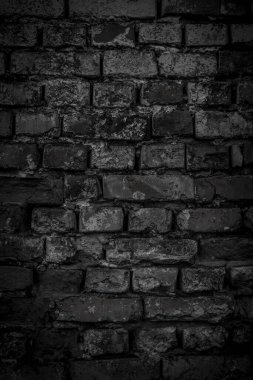 Koyu tuğlalı duvar dikey arkaplan. Mimari dış görünüş. Evin iç planı