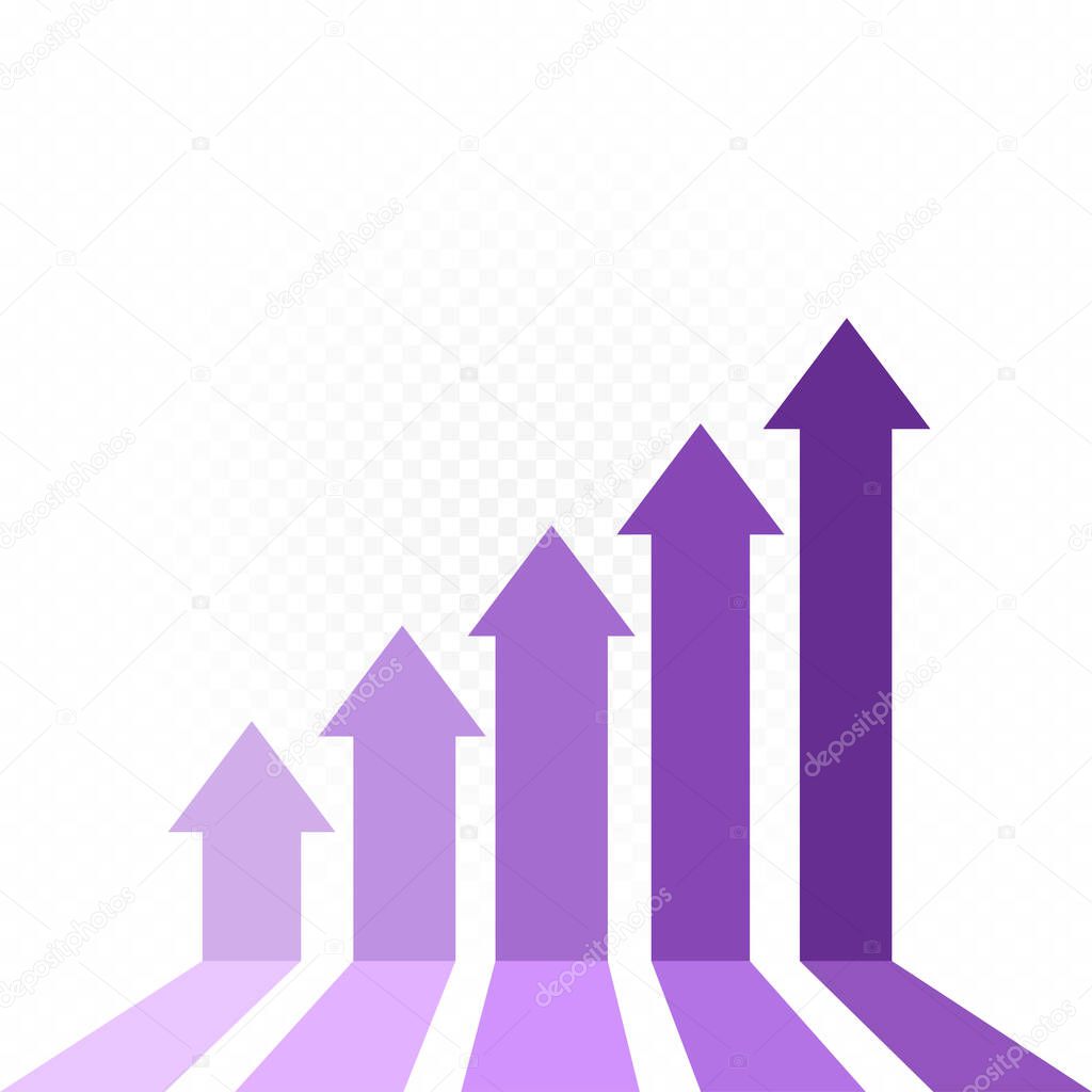 Purple arrow growth graph template white transparent background. Business growth graphic