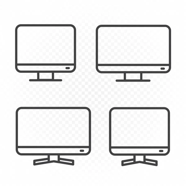 Komputer monitoruje zestaw ikon linii — Wektor stockowy