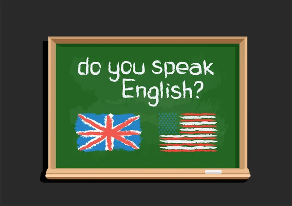 Do you speak English text on blackboard — Stock Vector