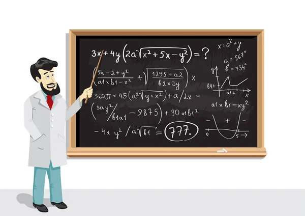 Урок математики на доске и преподавателе — стоковый вектор