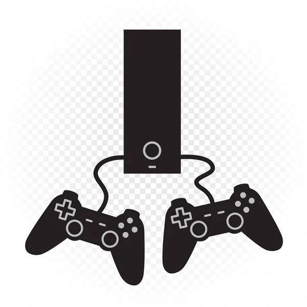 Computer games console and joysticks — Stock Vector