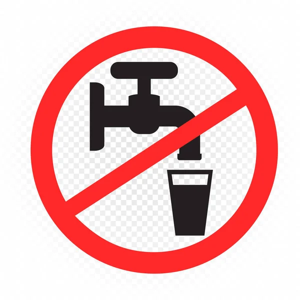 Nepijte Symbol Vody Bílém Průhledném Pozadí Prohibition Sign Use Tap — Stockový vektor