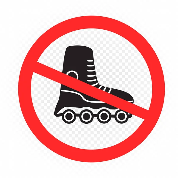 Roller Skating Ban Sign Symbol White Transparent Background Roller Skates — Stock Vector