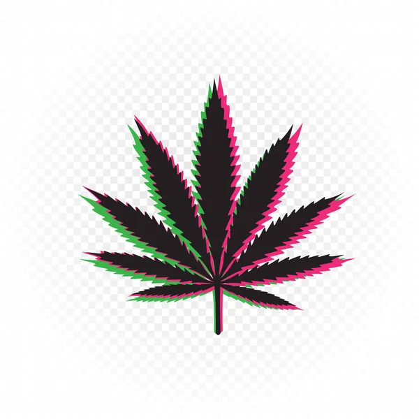 Signo Droga Cannabis Forma Fallo Color Efecto Sobre Fondo Blanco — Vector de stock