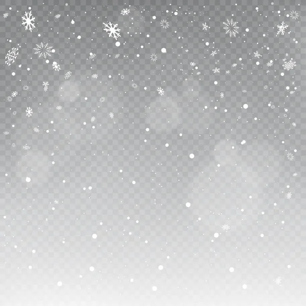 Christmas Snowfall Template Transparent Background Winter Snow Falling Mockup Snow — Stock Vector