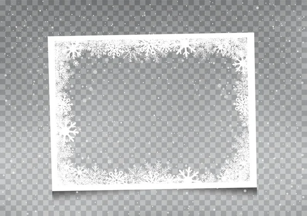 Plantilla de marco rectangular cubierto de nieve — Vector de stock