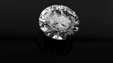 Yuvarlak elmas. Taş. Mücevher arka plan. 3D çizim