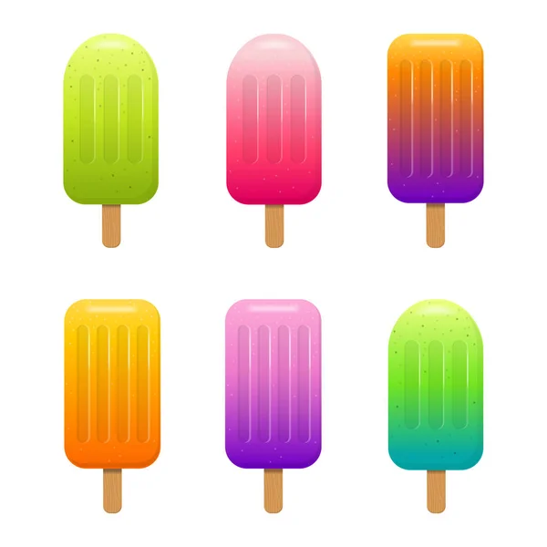 Vektorové Sada barevné ovoce popsicle lízátka — Stockový vektor