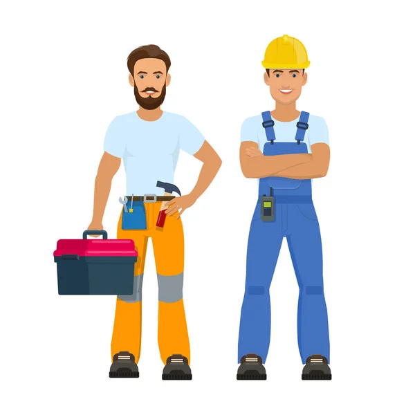 Profesyonel inşaat işçileri çizimi — Stok Vektör